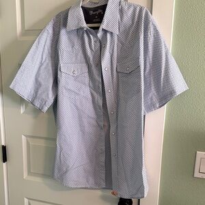 Wrangler Blue and White Patterned Casual Shirt